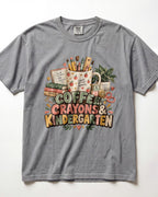 Coffee Crayons And Kindergarten Kindergarten Teacher Shirt
