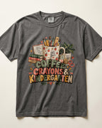 Coffee Crayons And Kindergarten Kindergarten Teacher Shirt