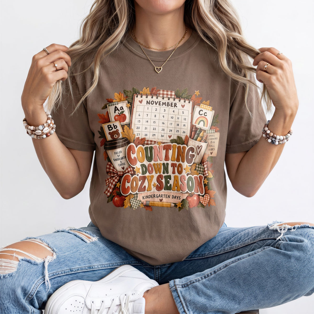Counting Down To Cozy Season Kindergarten Teacher Shirt
