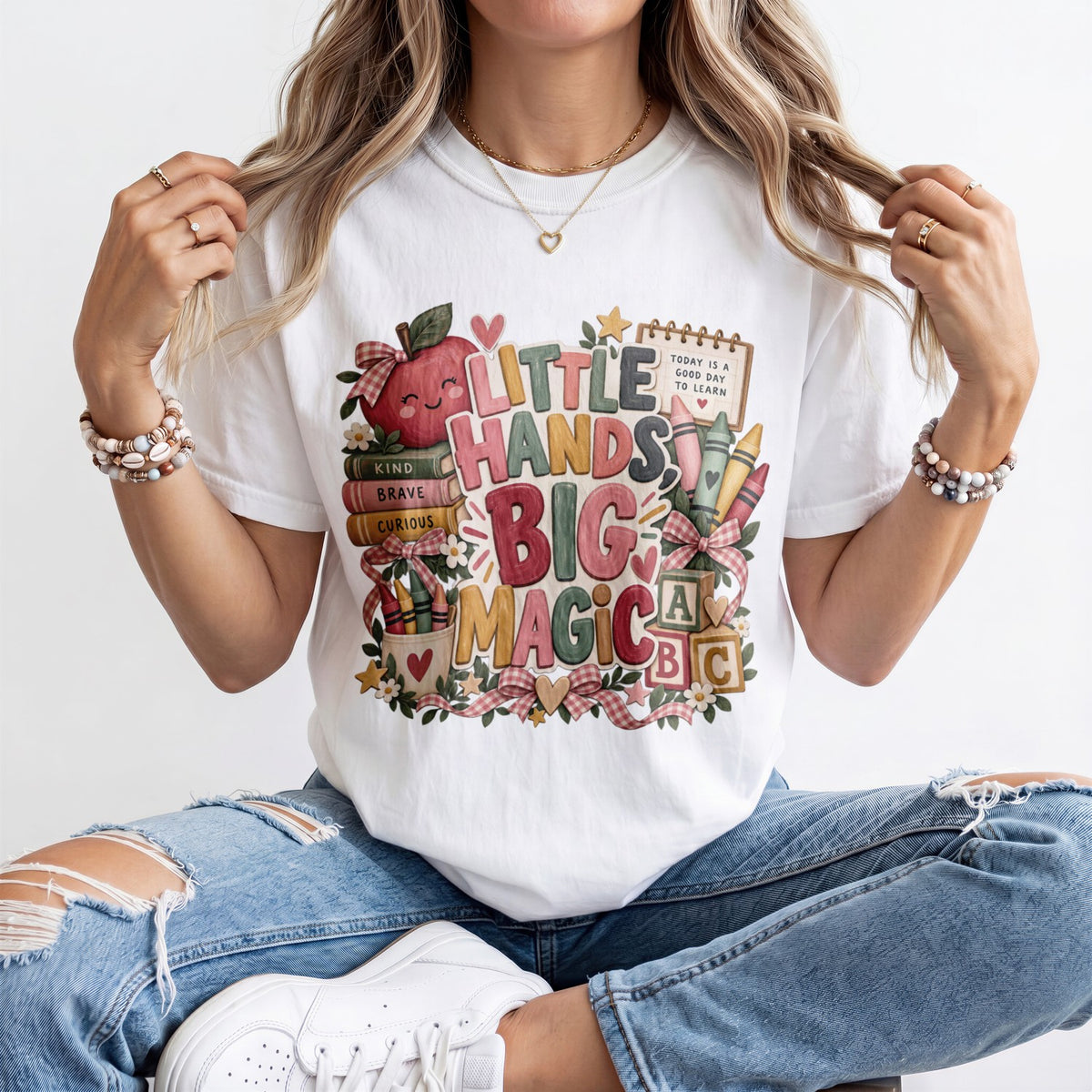 Little Hands Big Magic Kindergarten Teacher Shirt