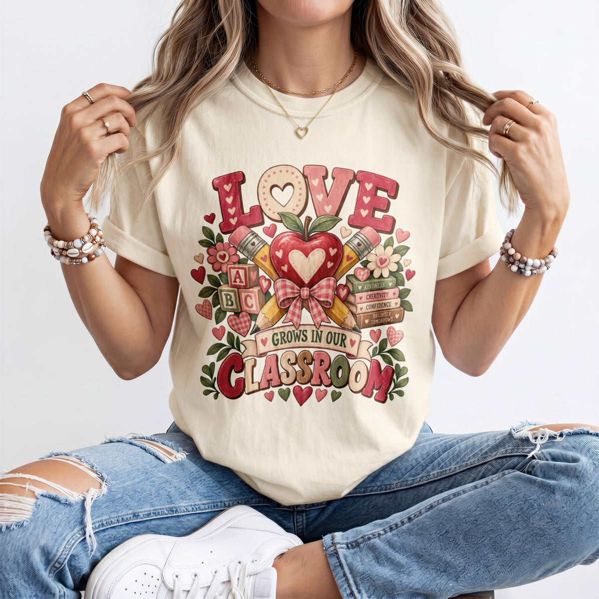Love Grows In Our Classroom Kindergarten Teacher Shirt