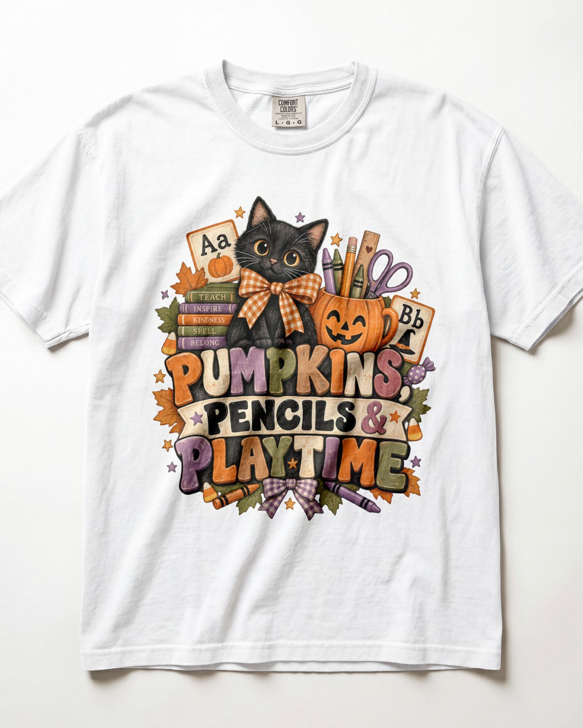 Pumpkins Pencils And Playtime Kindergarten Teacher Shirt