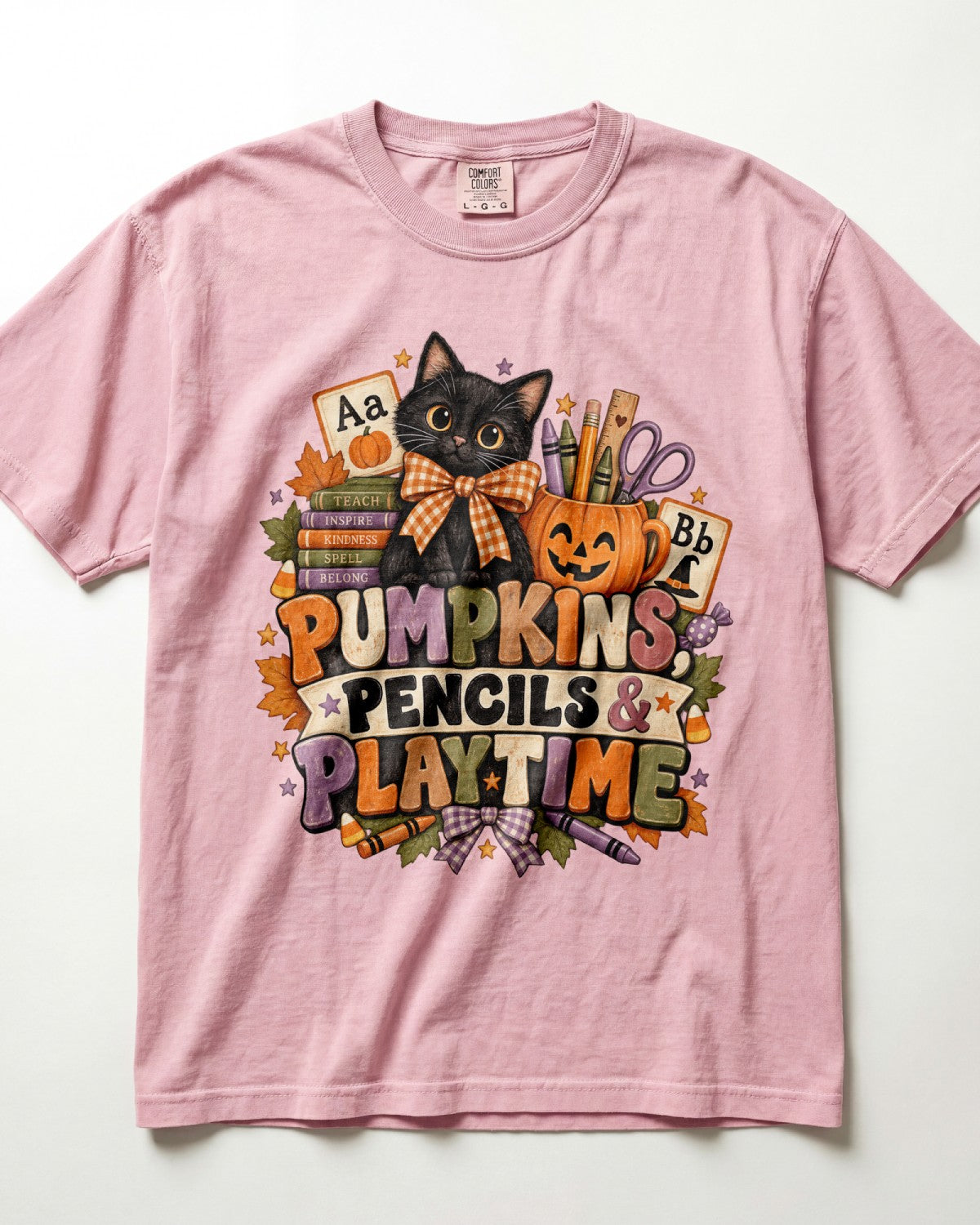 Pumpkins Pencils And Playtime Kindergarten Teacher Shirt