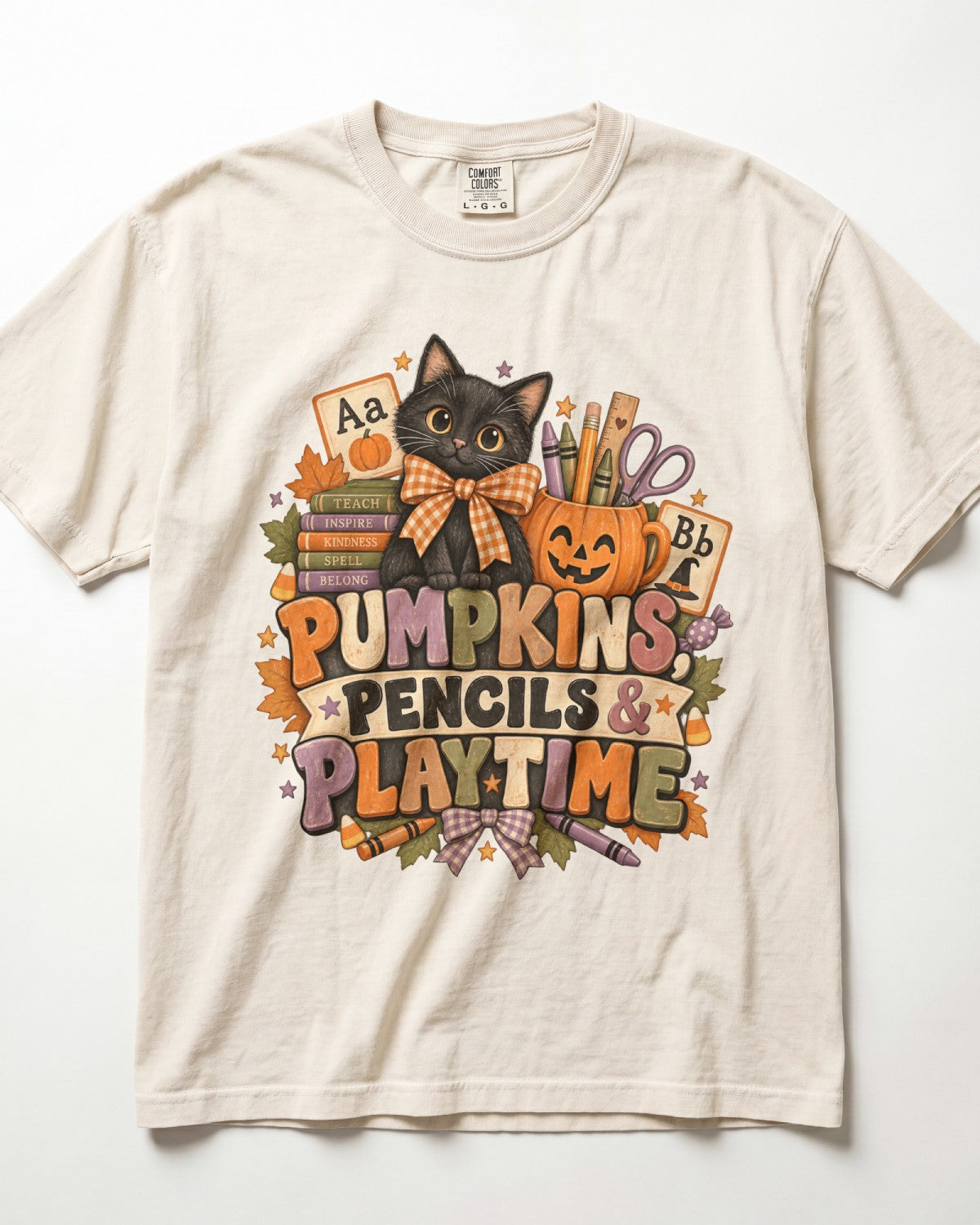 Pumpkins Pencils And Playtime Kindergarten Teacher Shirt
