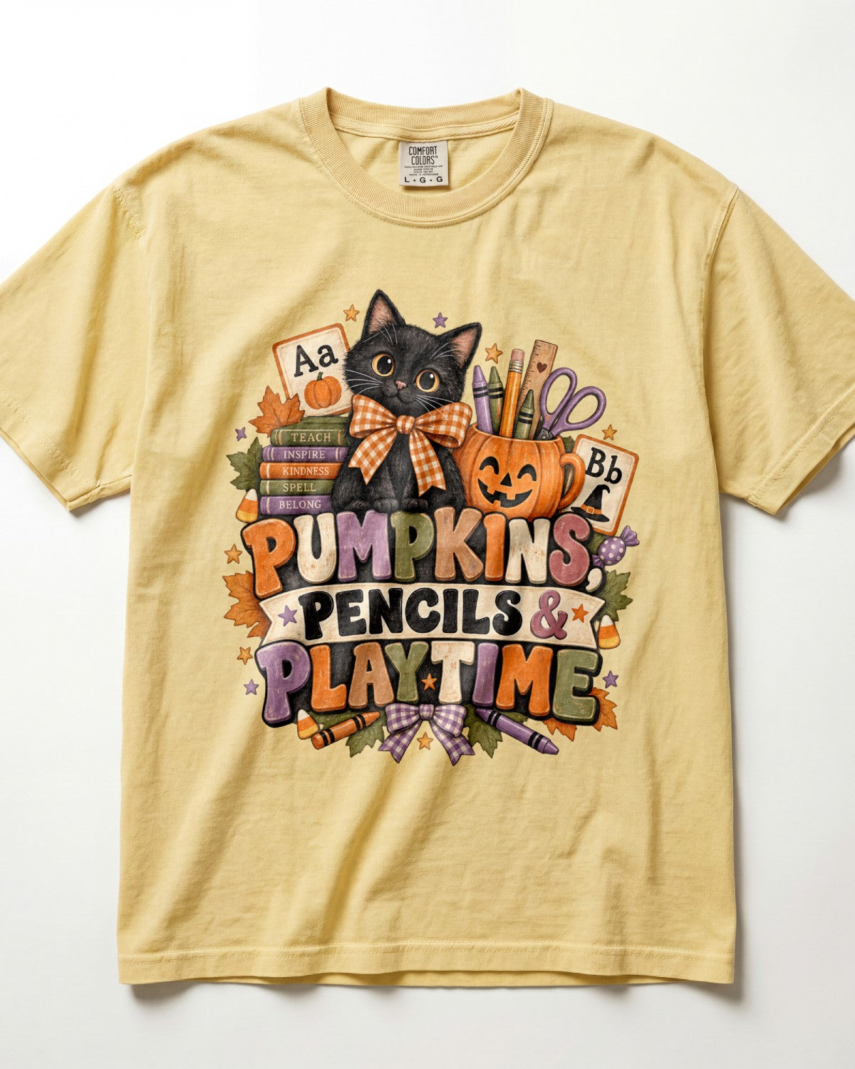 Pumpkins Pencils And Playtime Kindergarten Teacher Shirt