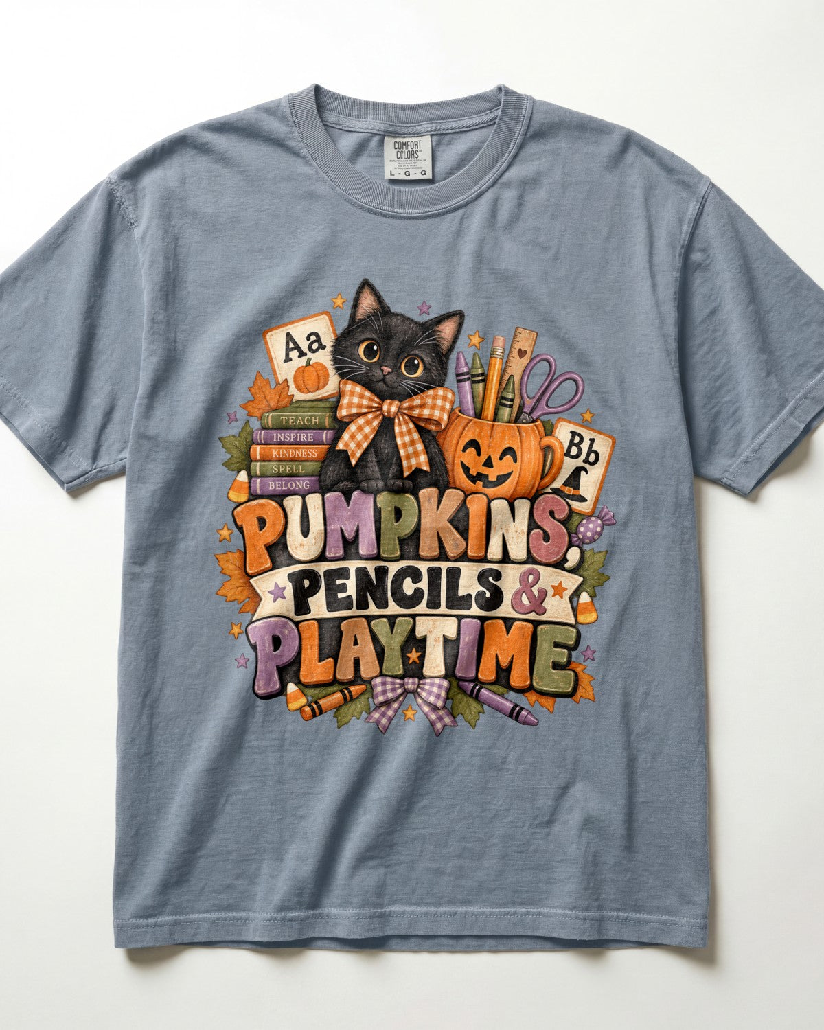 Pumpkins Pencils And Playtime Kindergarten Teacher Shirt