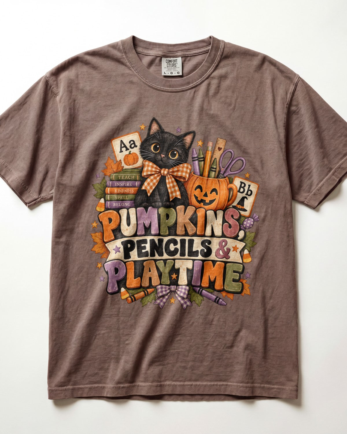 Pumpkins Pencils And Playtime Kindergarten Teacher Shirt