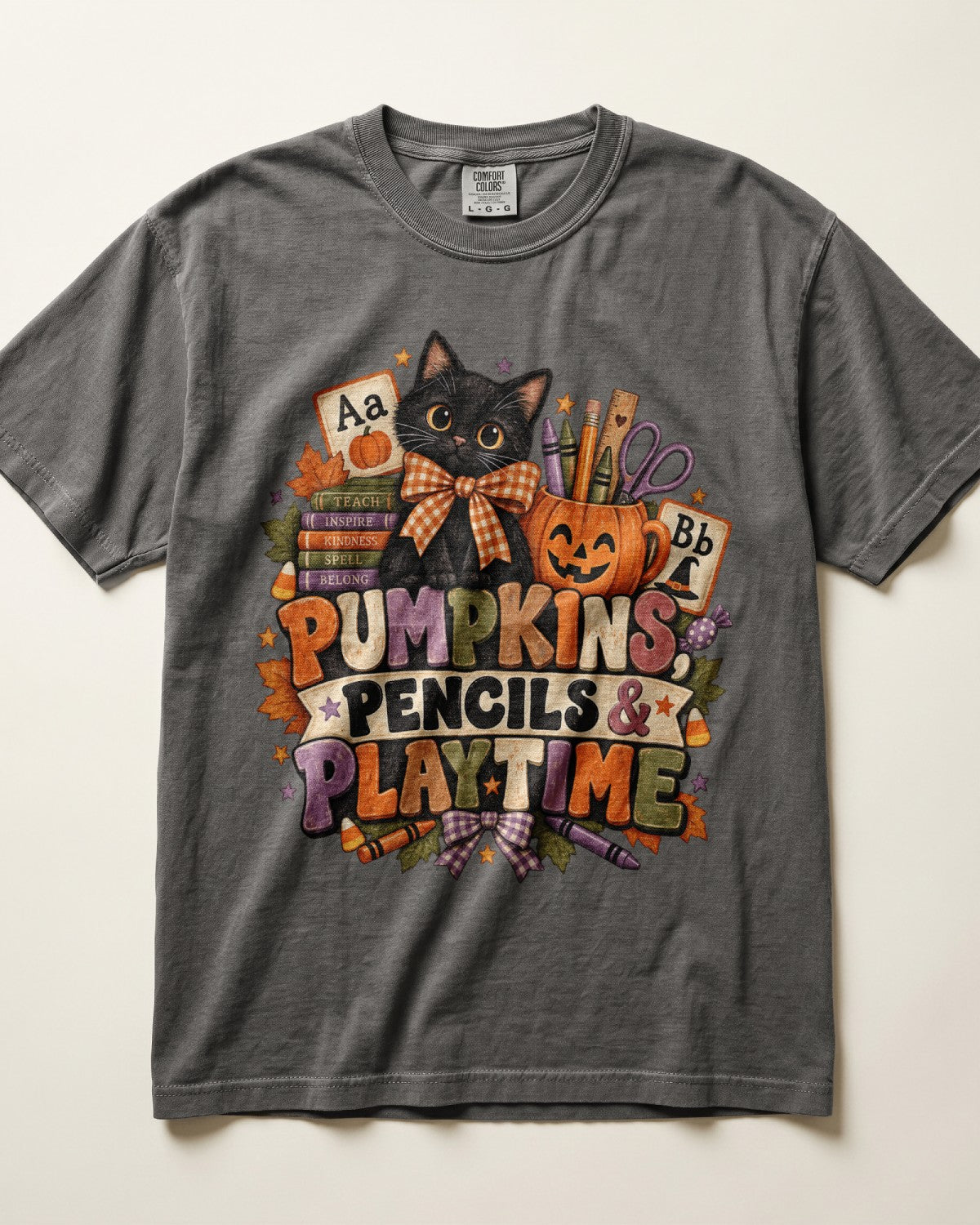 Pumpkins Pencils And Playtime Kindergarten Teacher Shirt