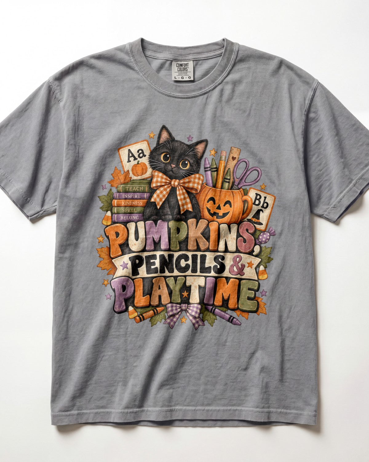Pumpkins Pencils And Playtime Kindergarten Teacher Shirt