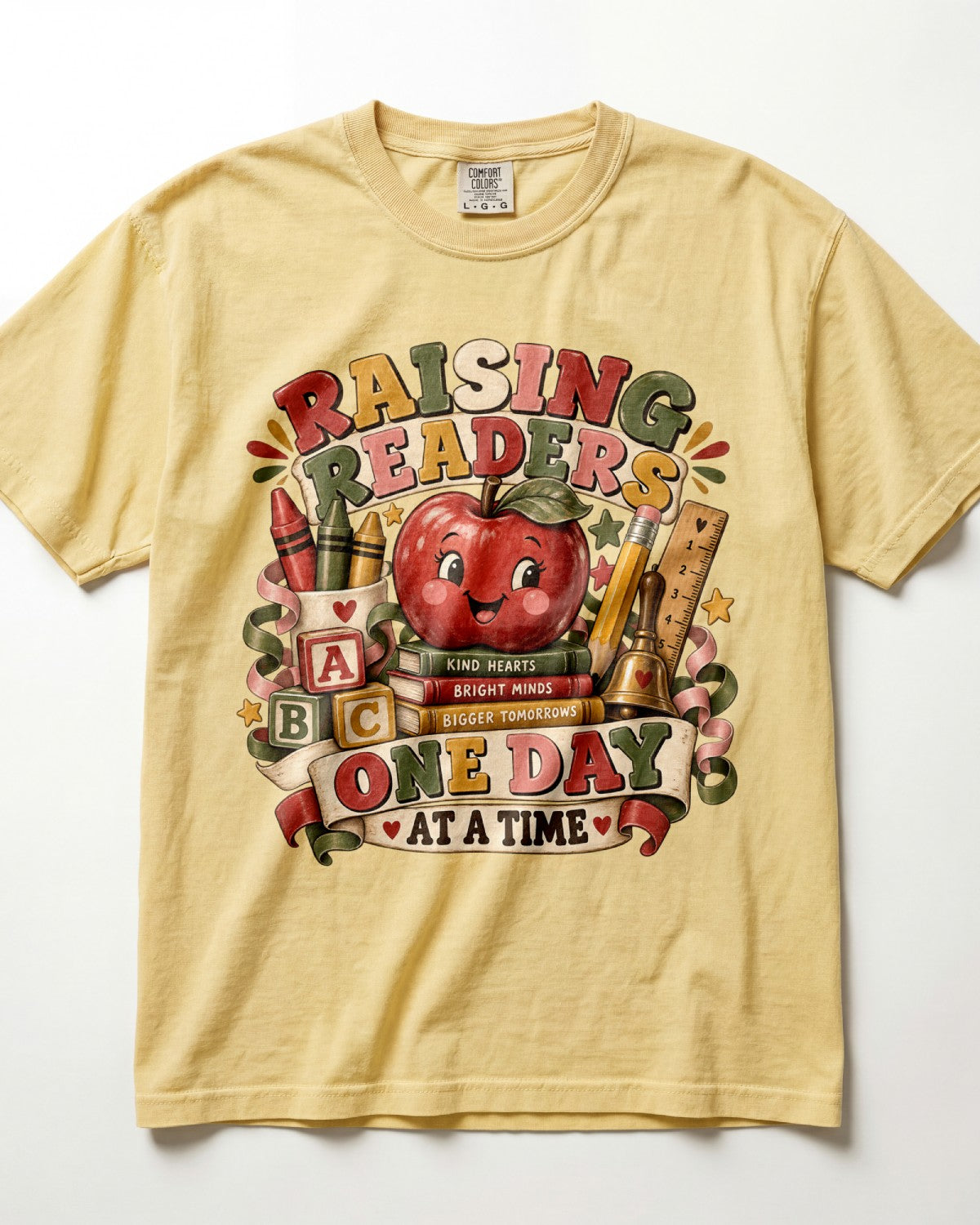 Raising Readers One Day At A Time Kindergarten Teacher Shirt