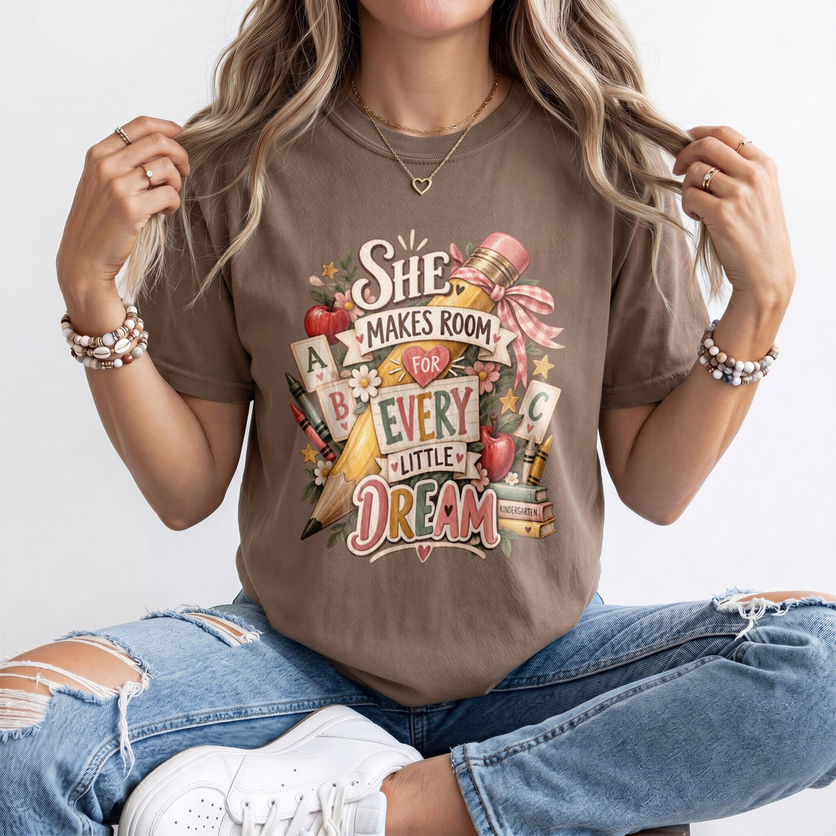 She Makes Room For Every Little Dream Kindergarten Teacher Shirt