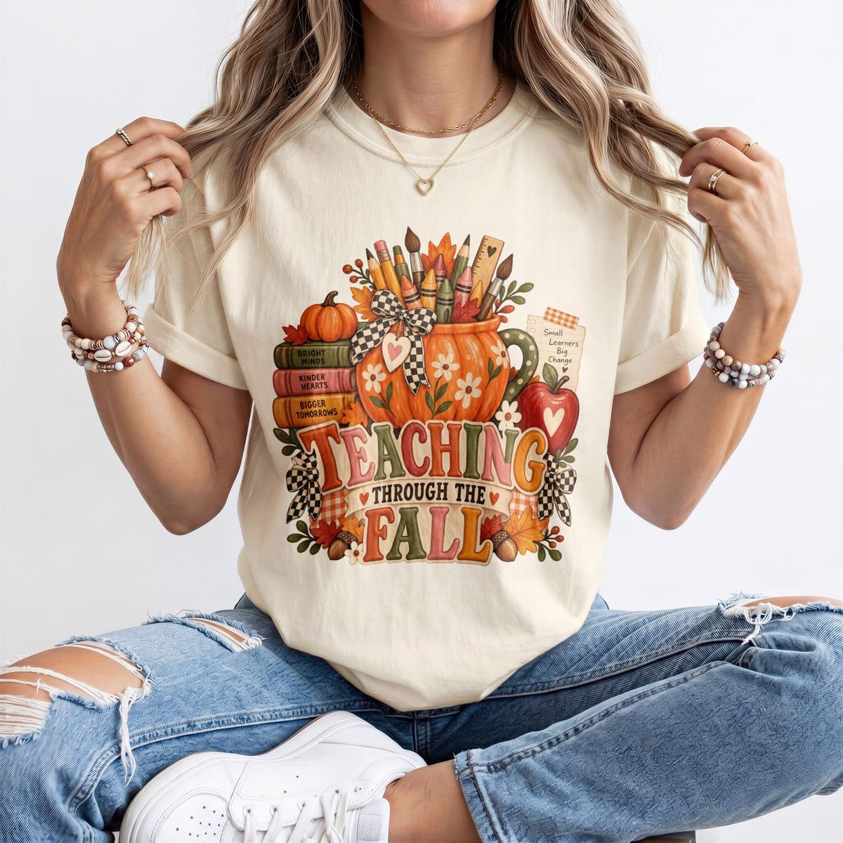 Teaching Through The Fall Kindergarten Teacher Shirt
