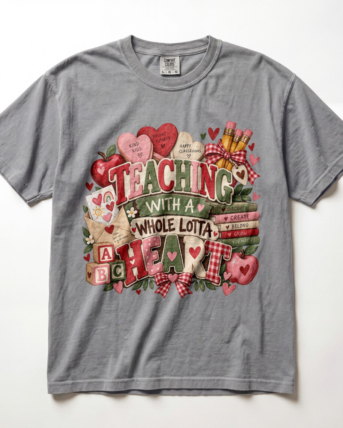 Teaching With A Whole Lotta Heart Kindergarten Teacher Shirt