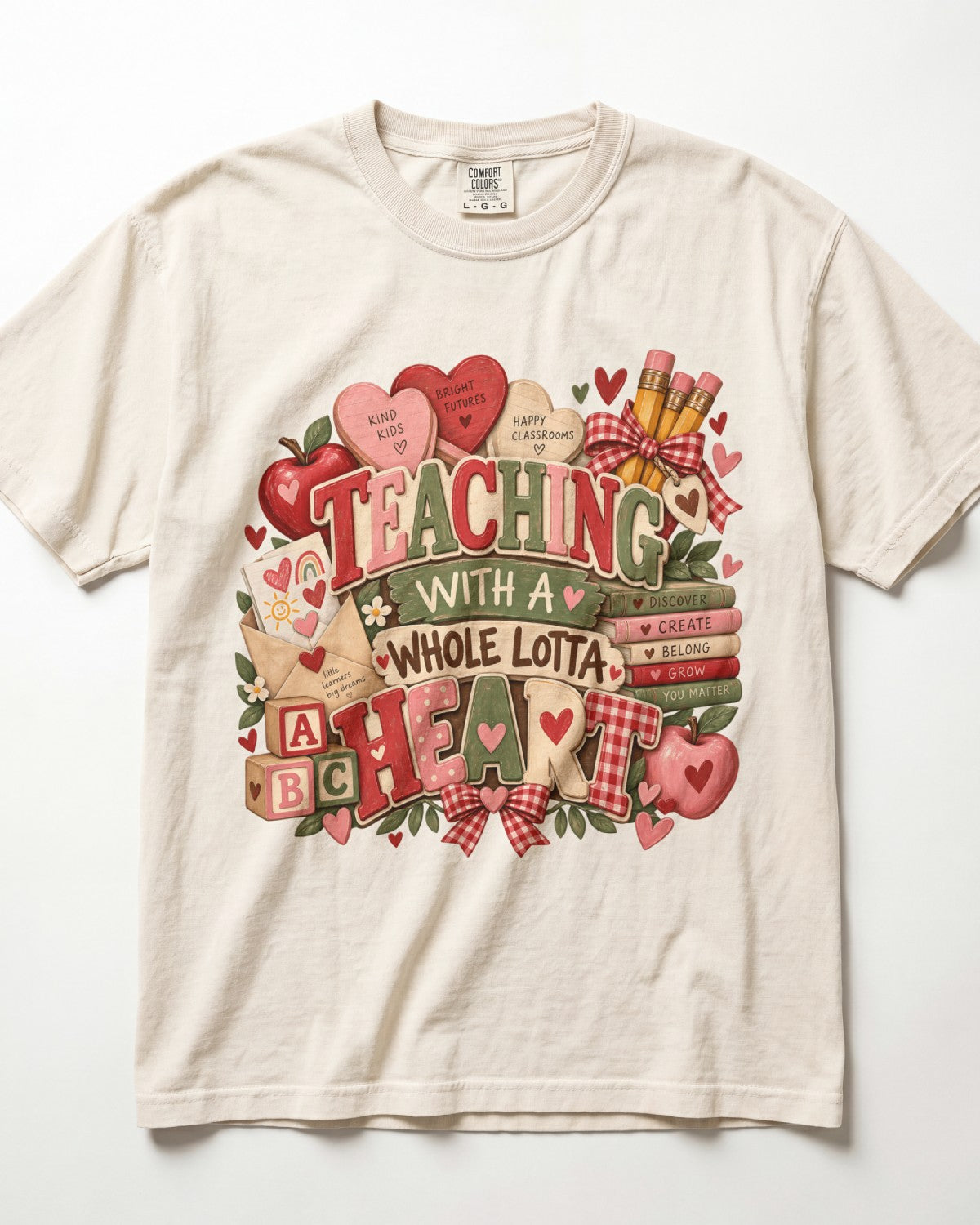 Teaching With A Whole Lotta Heart Kindergarten Teacher Shirt