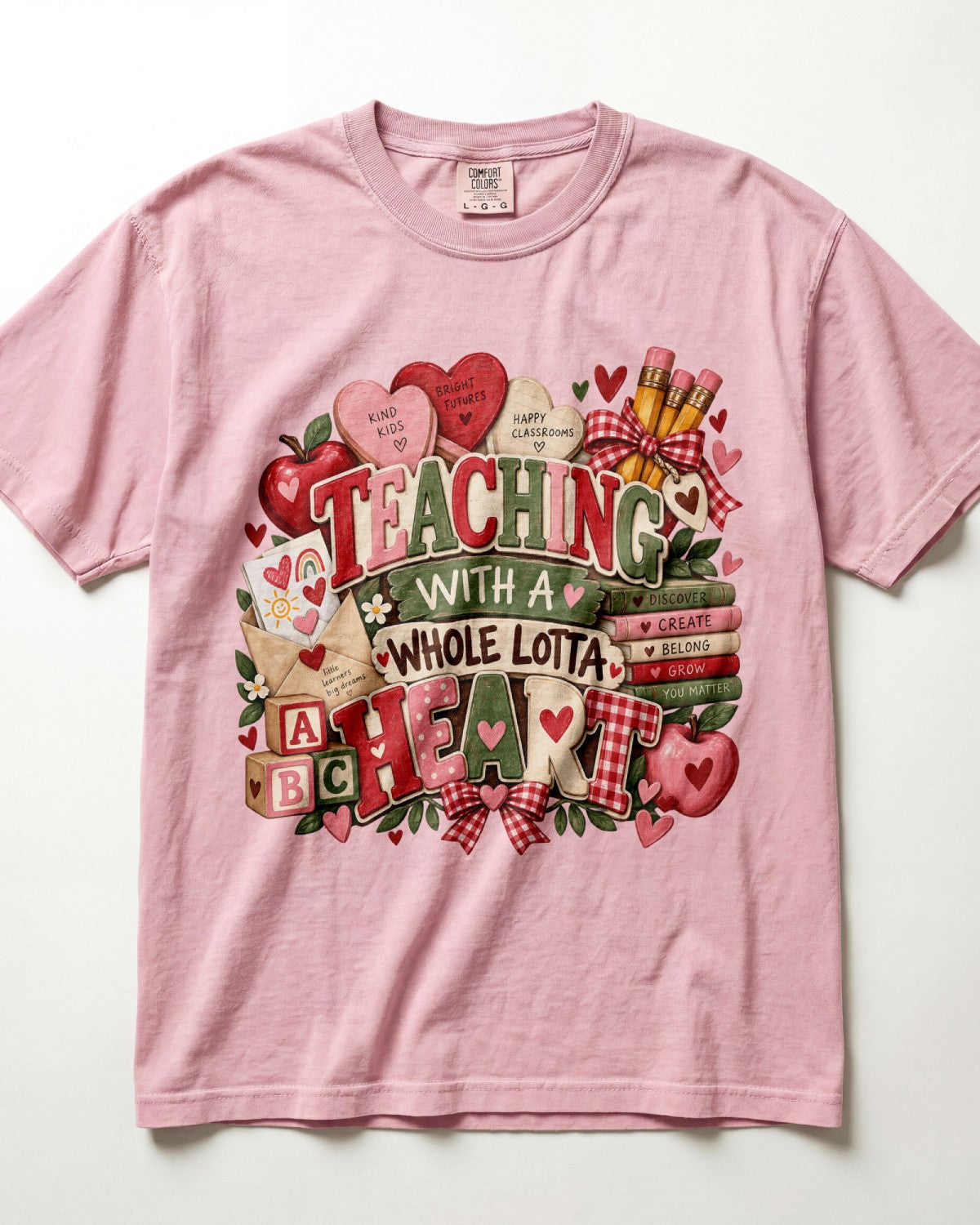 Teaching With A Whole Lotta Heart Kindergarten Teacher Shirt