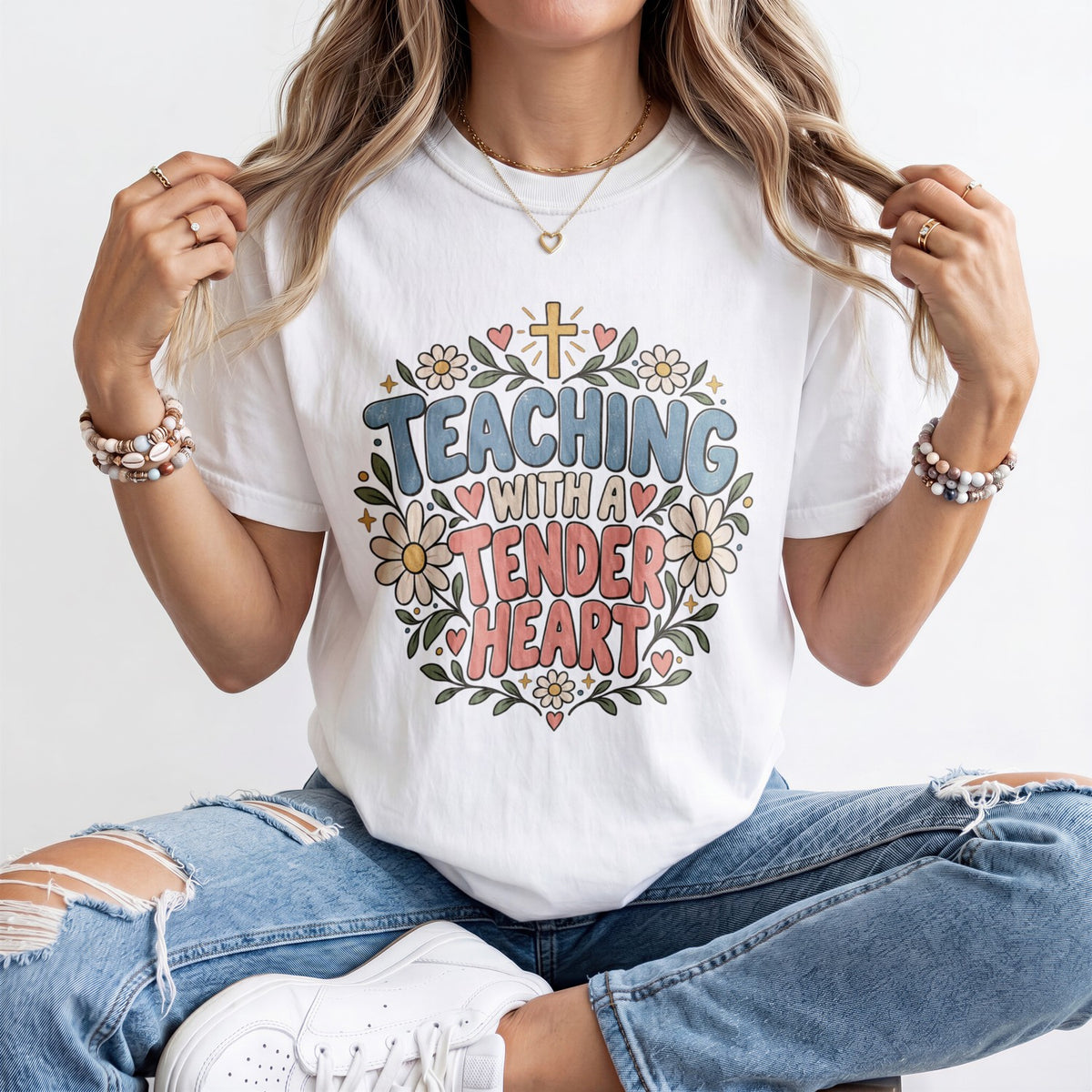 Teaching With A Tender Heart Kindergarten Teacher Shirt