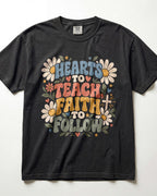 Hearts To Teach, Faith To Follow Kindergarten Teacher Shirt
