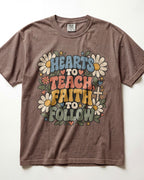 Hearts To Teach, Faith To Follow Kindergarten Teacher Shirt