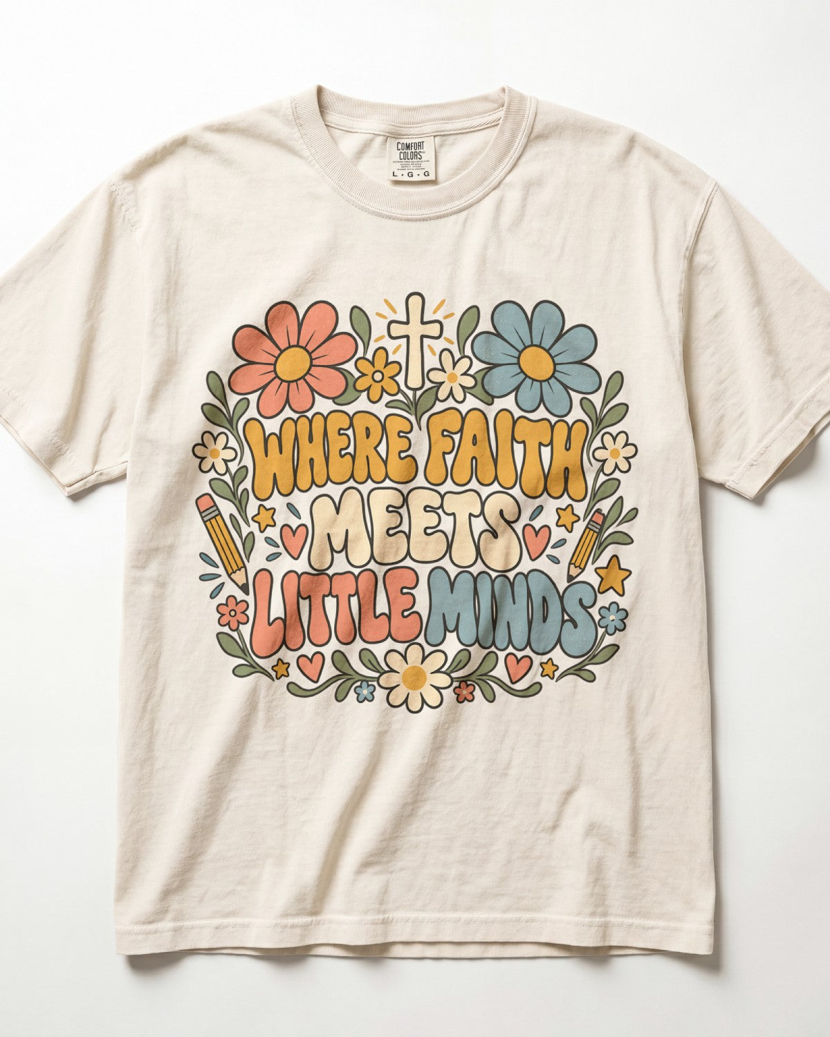 Where Faith Meets Little Minds Kindergarten Teacher Shirt