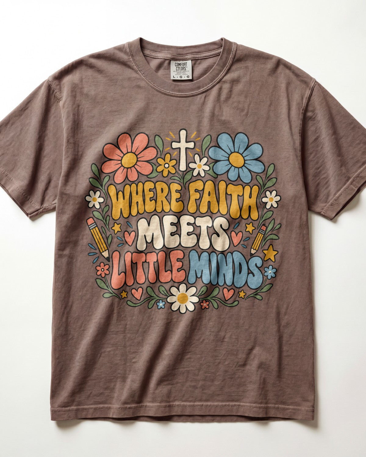 Where Faith Meets Little Minds Kindergarten Teacher Shirt