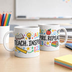 Teach. Inspire. Repeat. Kindergarten Teacher Mug