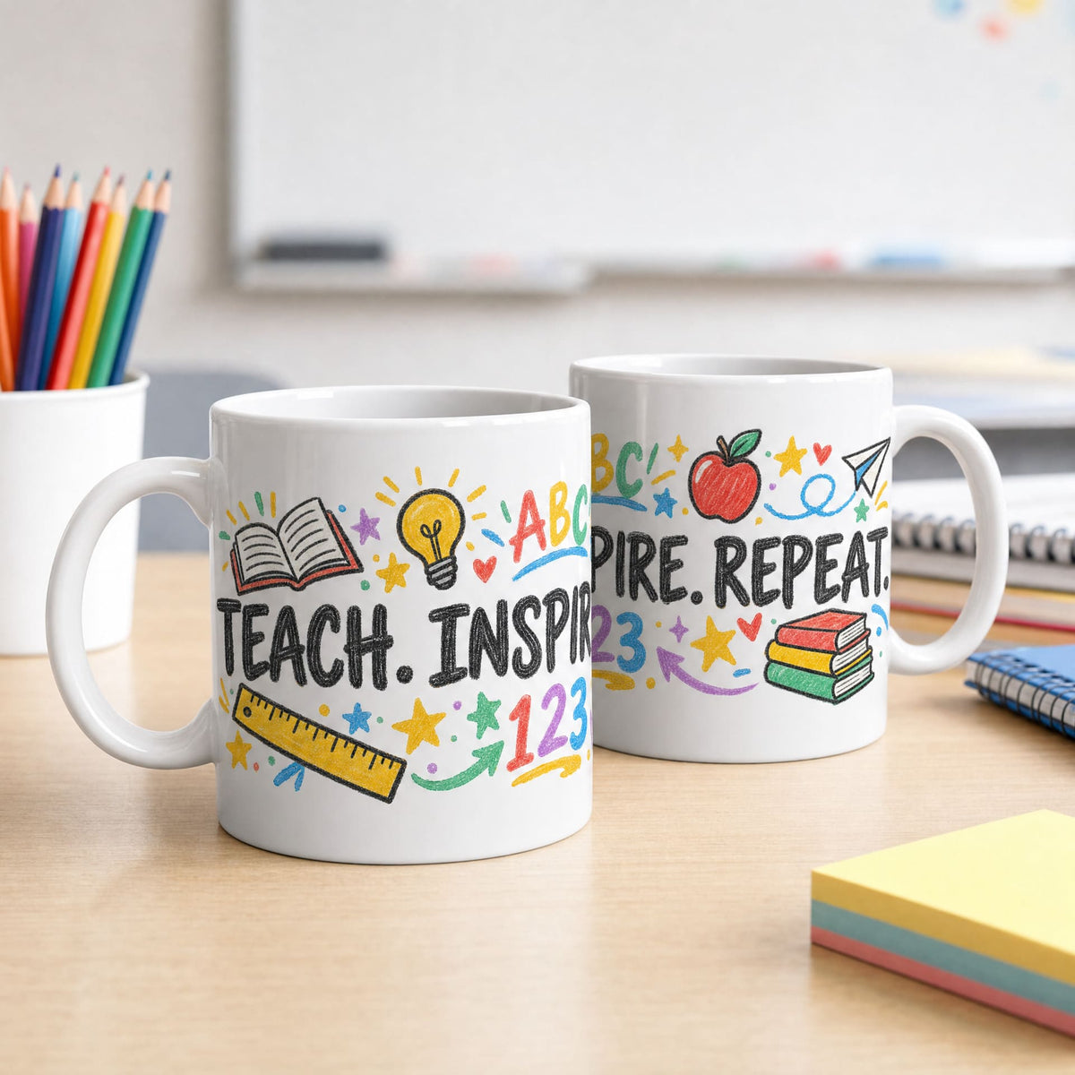 Teach. Inspire. Repeat. Kindergarten Teacher Mug