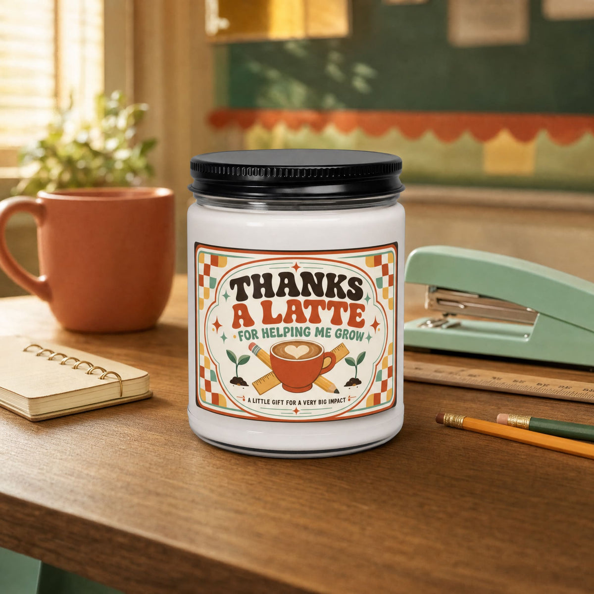 Thanks A Latte Kindergarten Teacher Candle