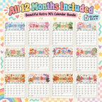 2027 Retro ’90s Printable Calendar Bundle | 12 Seasonal Monthly Calendars