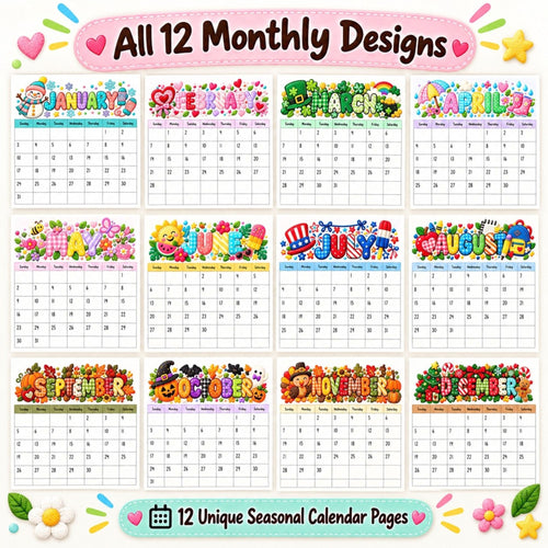 2027 Seasonal Classroom Calendar Bundle