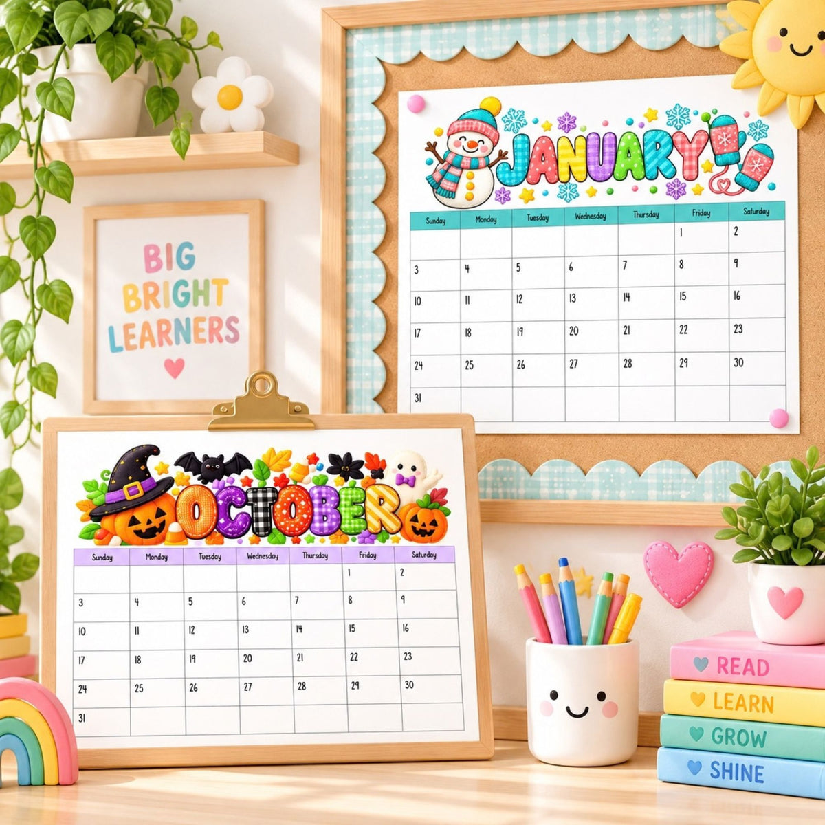 2027 Seasonal Classroom Calendar Bundle