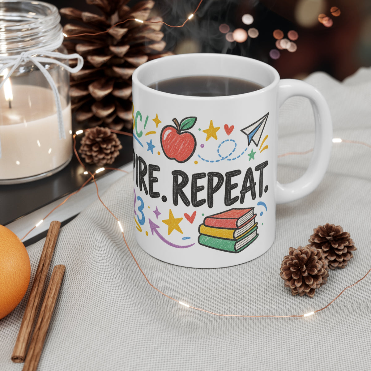 Teach. Inspire. Repeat. Kindergarten Teacher Mug