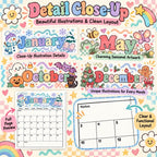 2027 Retro ’90s Printable Calendar Bundle | 12 Seasonal Monthly Calendars