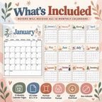 2027 Boho Printable Calendar Bundle | 12 Seasonal Monthly Calendars