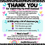Teacher classroom organization bundle thank-you page with download and print steps