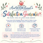 The image is a colorful and visually appealing advertisement for a company called "And W Little Learner Co." that offers a satisfaction guarantee for their products.